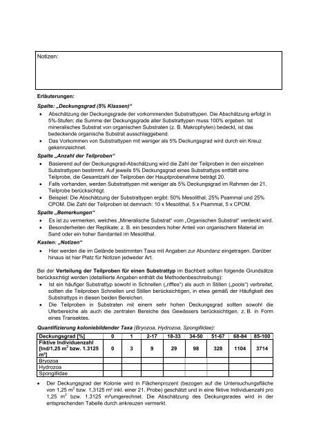 Feldprotokoll zur Festlegung der Teilproben