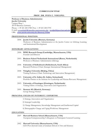 CURRICULUM VITAE PROF. DR. SVEN C. VOELPEL ... - Edocr