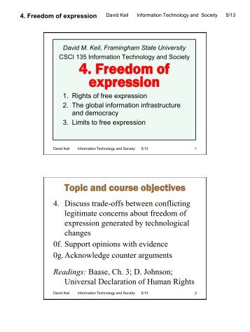 4. Freedom of expression David Keil Information Technology