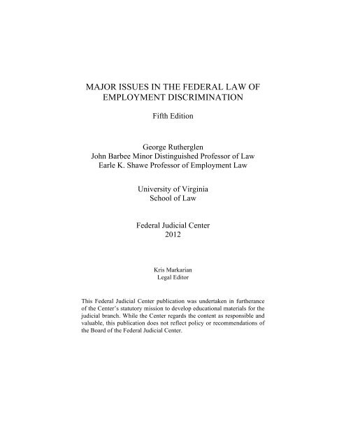 Major Issues in the Federal Law of Employment Discrimination 5th ed.