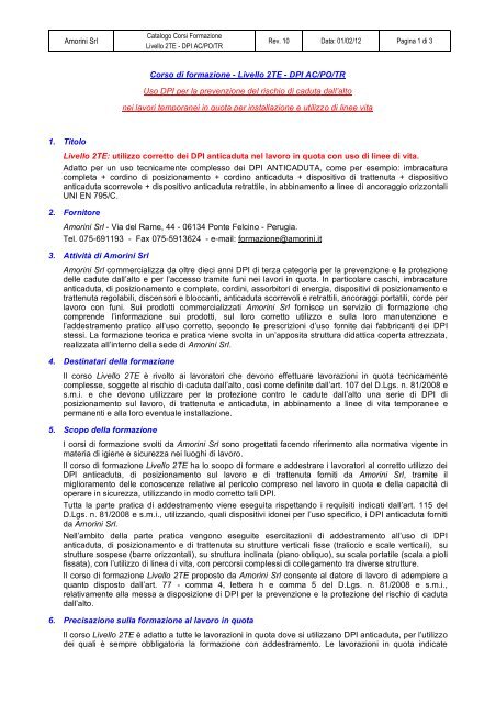 corso di formazione linee vita - Amorini