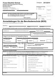 Anmeldeformular für die BOS - Franz-Oberthür-Schule