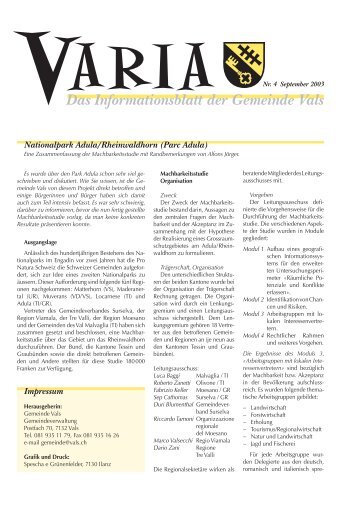 Das Informationsblatt der Gemeinde Vals