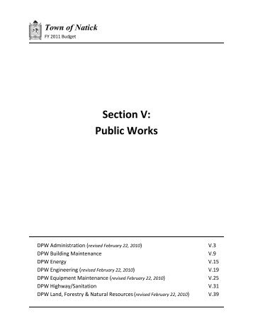 Section V: Public Works (revised 2/22/2010) - Town of Natick