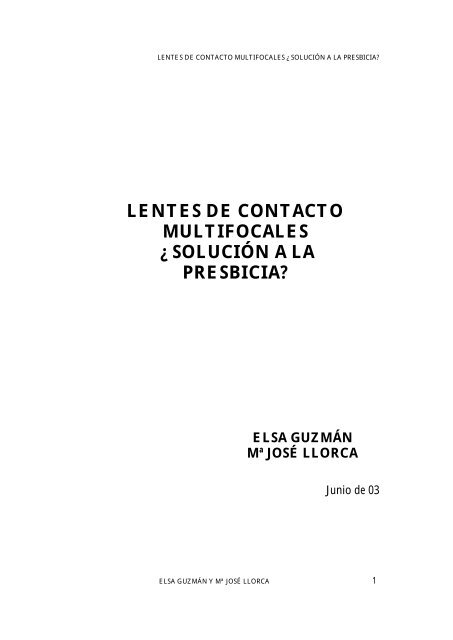 Lentes de contacto multifocales ¿Solución a la presbicia?