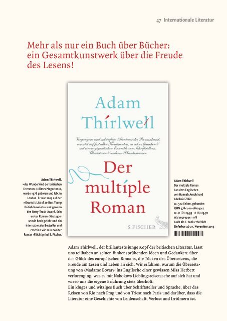 Literatur und Sachbuch Juli – Dezember 2013 - S. Fischer Verlag
