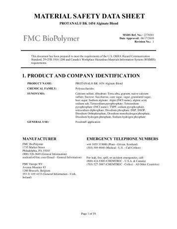 PROTANAL® BK 1454 Alginate Blend - FMC Corporation