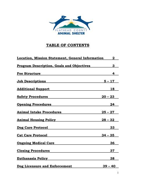 Standard Operating Procedures - Flathead County, Montana