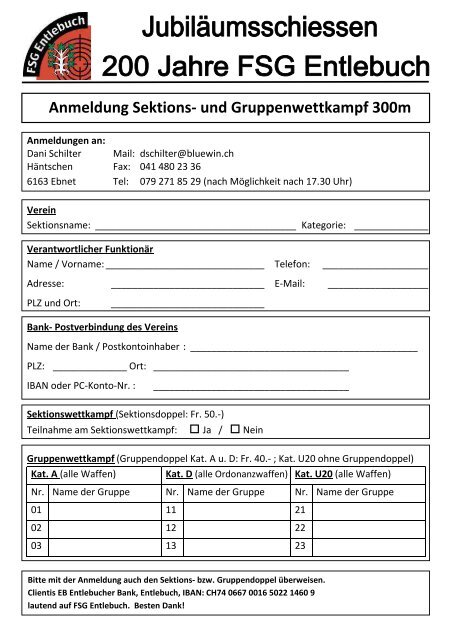 Anmeldeformular per Post oder Fax (hier klicken) - FSG Entlebuch