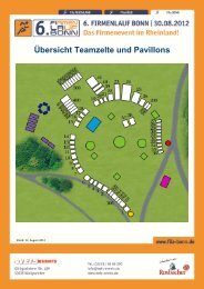 Übersicht Teamzelte und Pavillons - 7. Firmenlauf Bonn