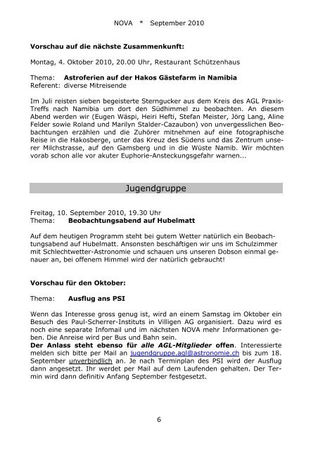 NOVA September 2010 1 - Astronomische Gesellschaft Luzern