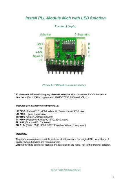 Install PLL-Module 80ch with LED function