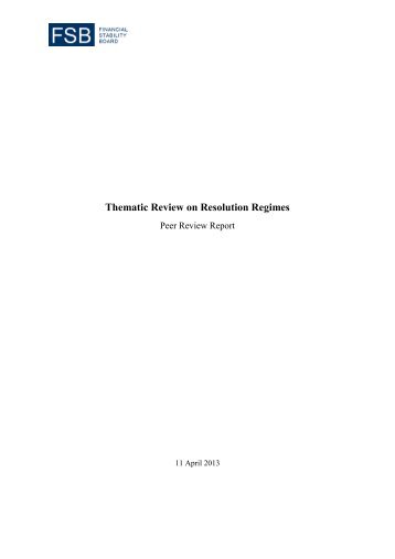 Peer Review report on resolution regimes - Financial Risk and ...
