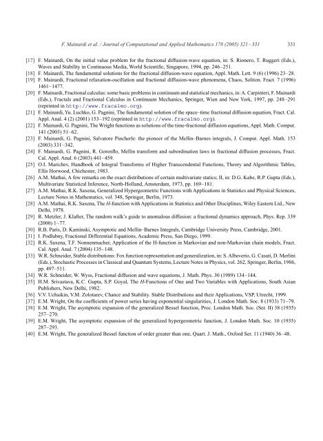 Fox H functions in fractional diffusion - FRActional CALculus ...