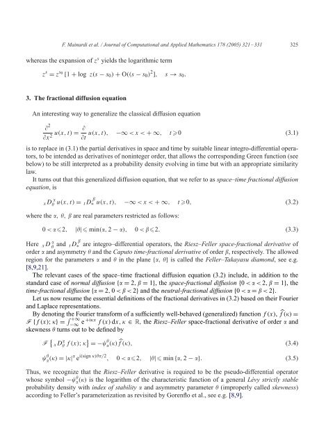 Fox H functions in fractional diffusion - FRActional CALculus ...