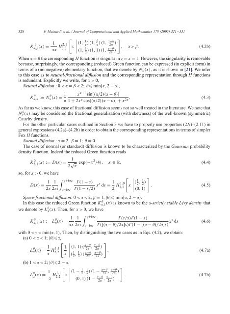 Fox H functions in fractional diffusion - FRActional CALculus ...
