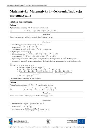 Matematyka:Matematyka I - ćwiczenia/Indukcja matematyczna