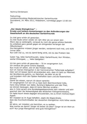 Festvortrag Hartmut Brinkmann zum Download - Landesverband ...