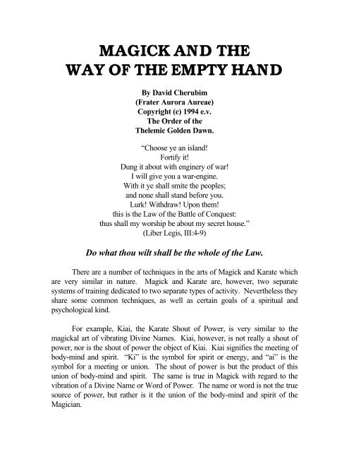 Magick & the Way of the Empty Hand - Foosthole.net