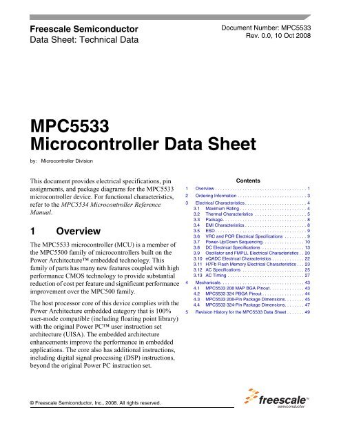 MPC5533 Microcontroller - Data Sheet - Freescale