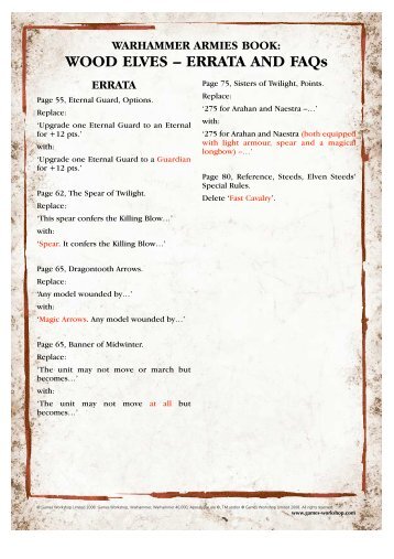 WOOD ELVES – ERRATA AND FAQs - Inner Circle Gaming Club