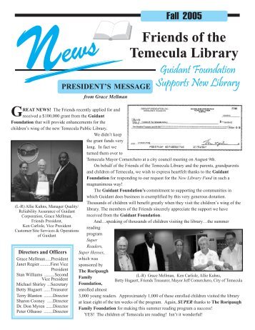 Fall Newsletter.cdr - Friends of the Temecula Libraries