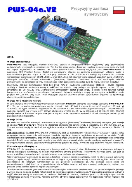 Precyzyjny zasilacz symetryczny - Funk Tonstudiotechnik