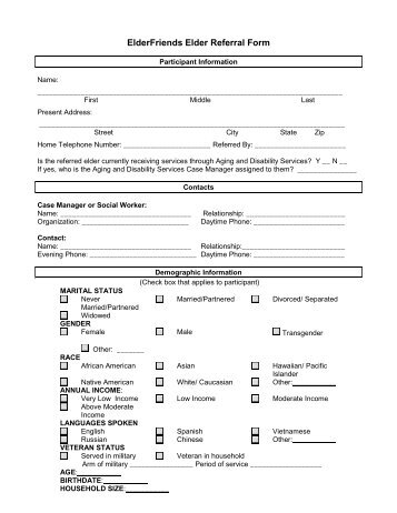 ELDERFRIENDS~ PARTICIPANT REFERRAL FORM - Full Life Care