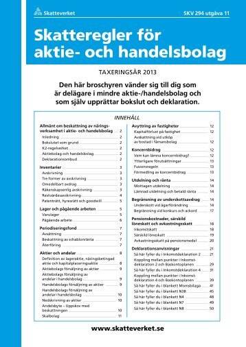 Skatteregler för aktie- och handelsbolag, SKV 294 ... - Skatteverket