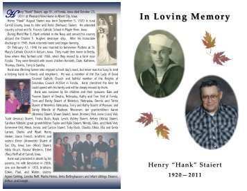 In Loving Memory - Fratzke & Jensen Funeral Home