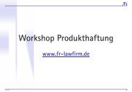 Workshop Produkthaftung - Foerster und Rutow Rechtsanwälte