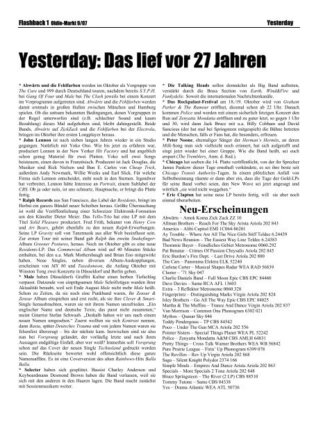 Oldiemarkt-Magazin September 2007 - FunWithMusic