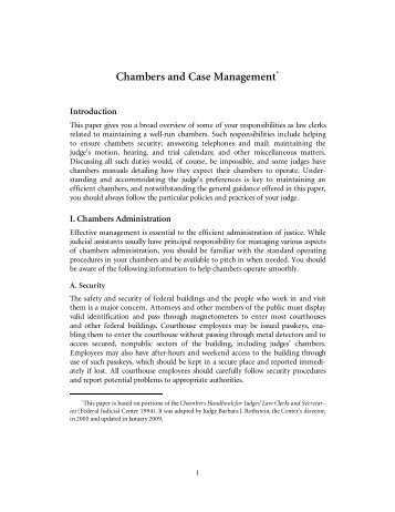 Chambers and Case Management - Federal Judicial Center