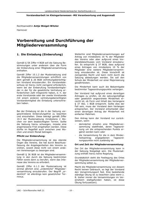 Vorstandsarbeit im Kleingartenwesen mit Verantwortung und ...