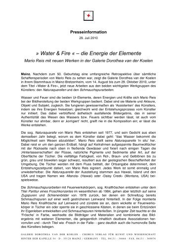 Water & Fire « – die Energie der Elemente - Galerie Dorothea van ...