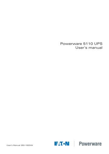 Eaton 5110 User Manual - Computer Room Solutions