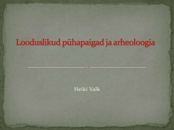 07.10. PhD Heiki Valk, „Pühapaigad ja arheoloogia”