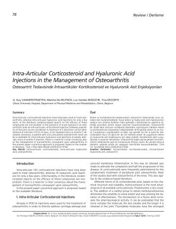 Intra-Articular Corticosteroid and Hyaluronic Acid ... - FTR Dergisi