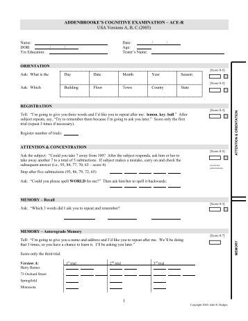 Brief cognitive assessment pdf