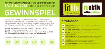 Gewinnspielkarte 13.10.2012 Weilheim - Freude durch Bewegung