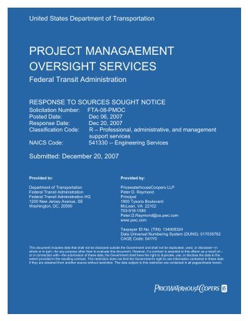 FTA PMO Capabilities - Final - Federal Transit Administration