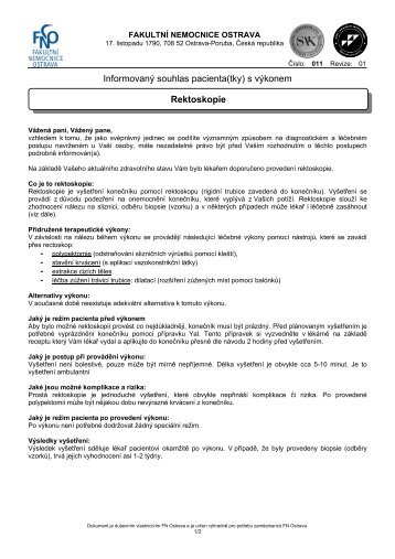 Rektoskopie - Fakultní nemocnice Ostrava