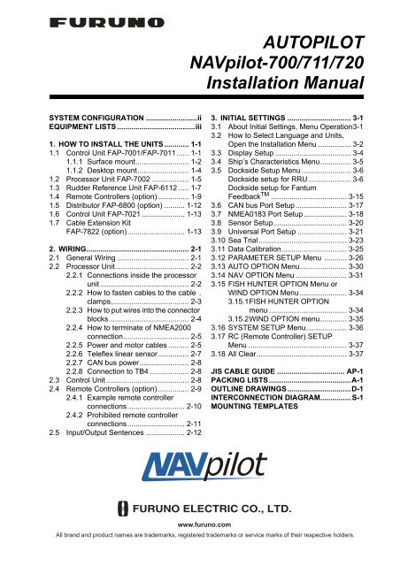 Navpilot700 711 720 Installation Manual Furuno Usa