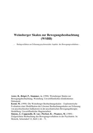 Weinsberger Skalen zur Bewegungsbeobachtung (WSBB)