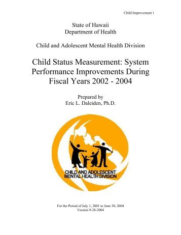 Child Status Measurement: System Performance ... -  State of Hawaii