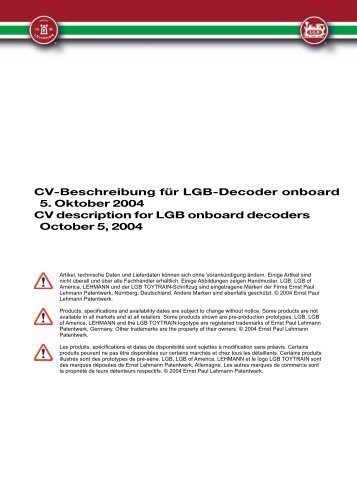 CV-Beschreibung für LGB-Decoder onboard 5 ... - Modell-Land