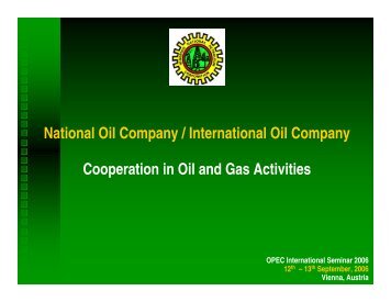 National Oil Company / International Oil Company Cooperation in ...