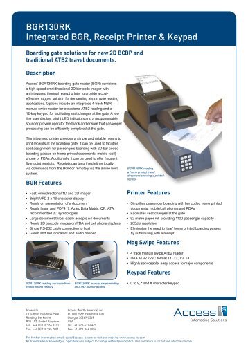 BGR130RK integrated boarding gate reader (BGR) and ... - Access IS