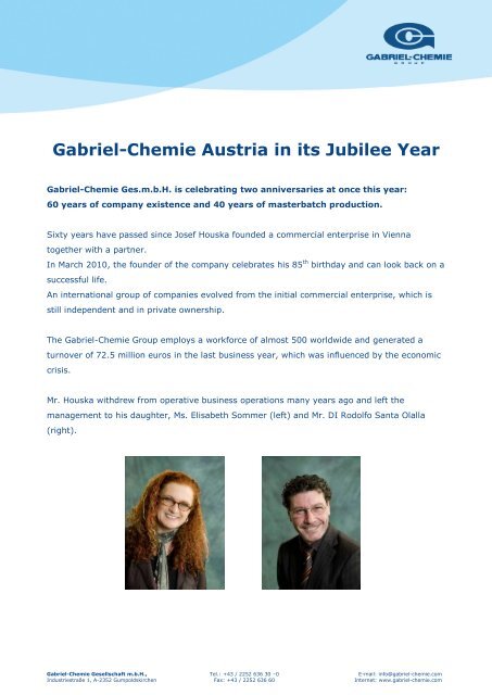 Gabriel-Chemie Austria in its Jubilee Year