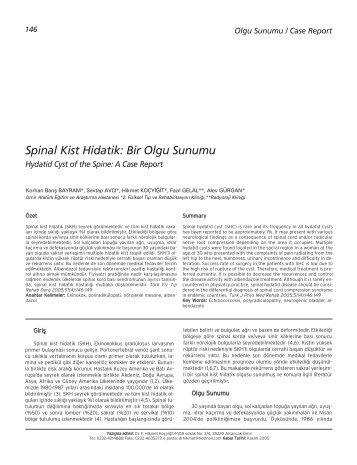 Spinal Kist Hidatik: Bir Olgu Sunumu - FTR Dergisi